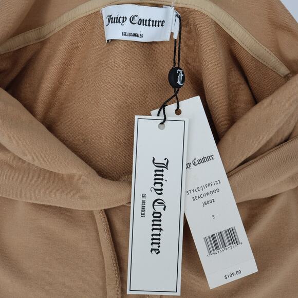Juicy Couture Top Womens Small Brown Sweatshirt Hooded Tunic Logo on Back New - Picture 4 of 16